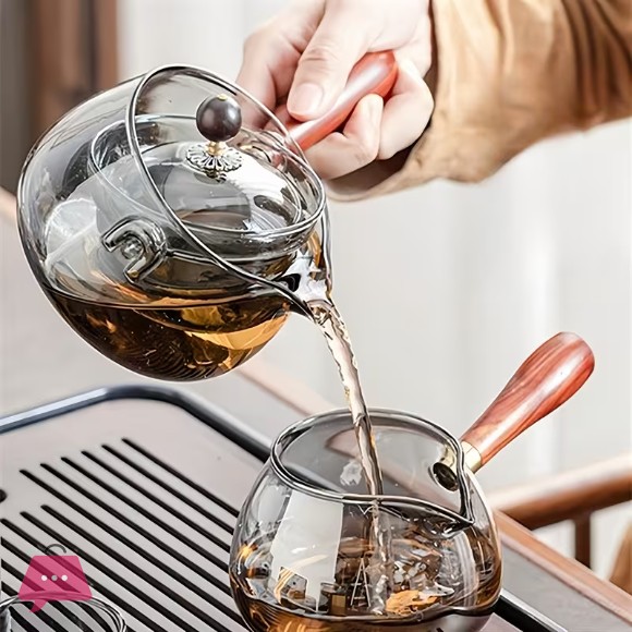 High Borosilicate Heat-Resistant Glass Side Handle Teapot Rotating Tea Separation Insulating Glass Tea Kettle -500ML