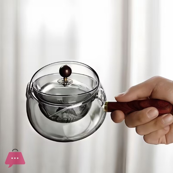 High Borosilicate Heat-Resistant Glass Side Handle Teapot Rotating Tea Separation Insulating Glass Tea Kettle -500ML