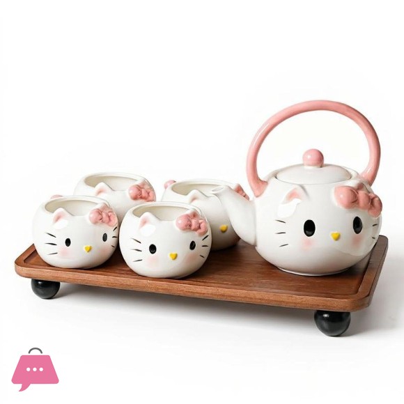 Hello Kitty Ceramic Teapot Tea Set Gift Box Cute Kettle Teacup Housewarming New Home Gift