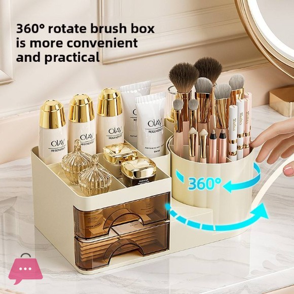 Desktop Cosmetic Organizer With Brush Holder