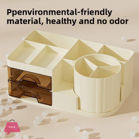 Desktop Cosmetic Organizer With Brush Holder