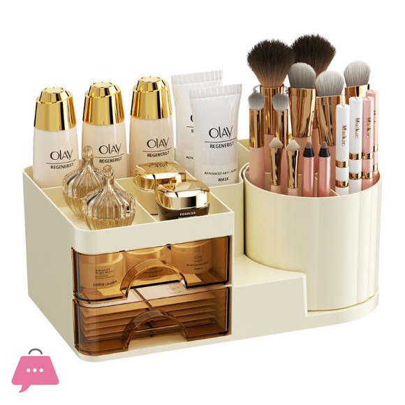 Desktop Cosmetic Organizer With Brush Holder