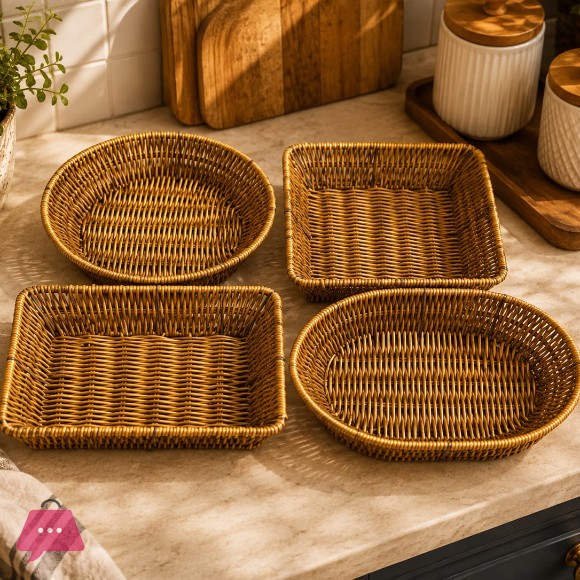Rustic Woven Poly-Rattan Bread & Multi-Purpose Basket