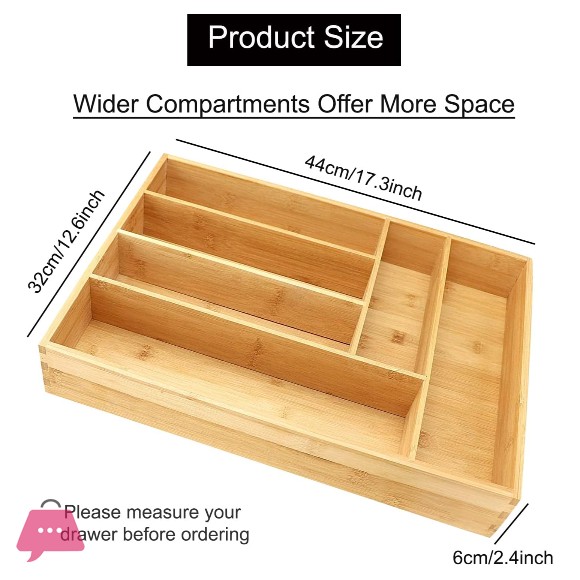 Bamboo Drawer Partition Tray 17inch