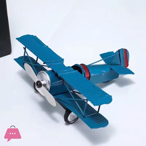 Hand-painted Retro Model Biplane Fighter Jet Creative Home Office Decoration Metal Aircraft Model