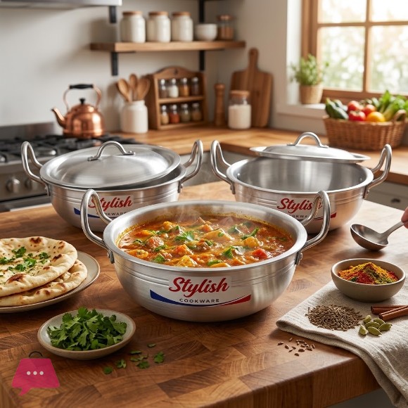 Stylish Cookware Premium Aluminum Wok Set with Lids - 3 Pieces (24cm, 26cm, 28cm)