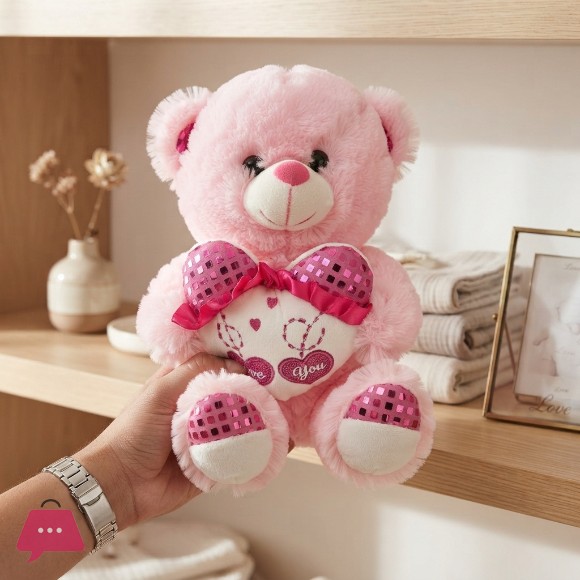 Teddy Bear with Heart Love You Pillow 12 Inch