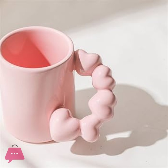 Trendy Aesthetic 3D Ceramic Candy Colored Heart Handle Mug 1Pcs