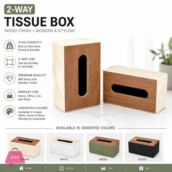 Triangular Design Tissue Box Heavy Wood