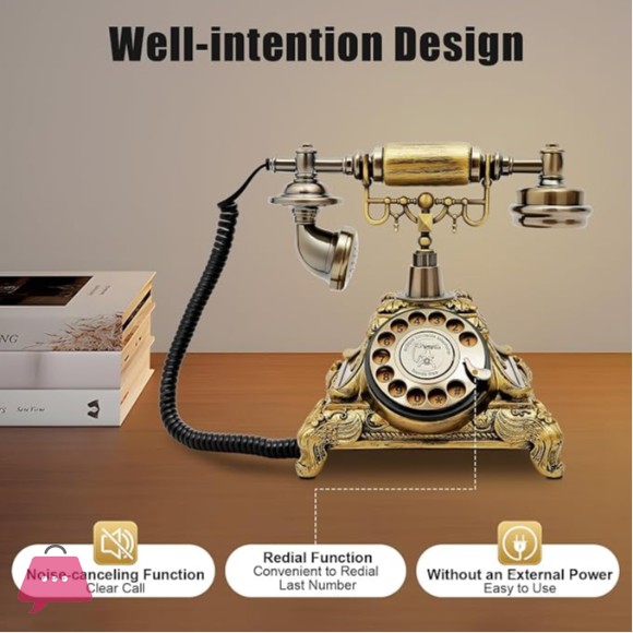 Vintage Telephone Retro Rotary Dial Telephone Corded Old Fashion Antique Landline Telephone Decor