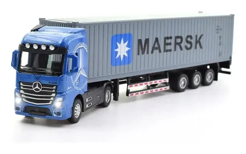 Trailer Camión Mercedes Benz Con Contenedor Escala 1:36 Meta