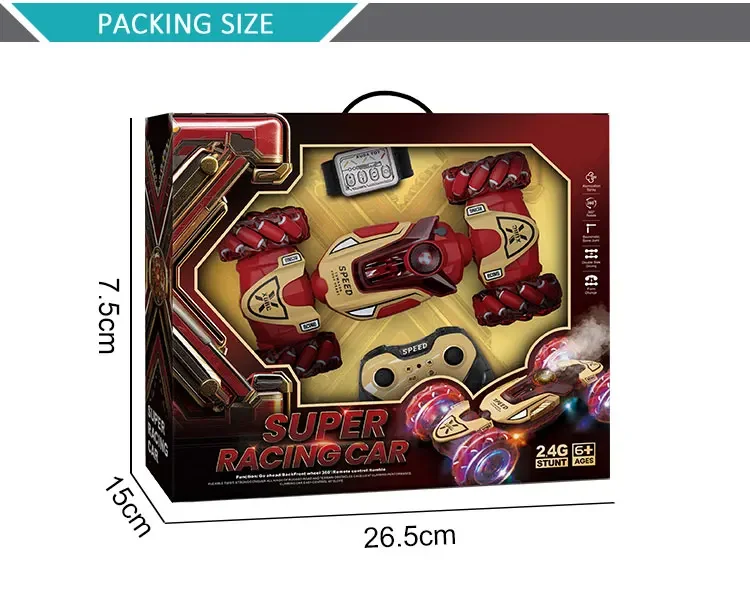 2.4Ghz Double Sided Rotating RC Stunt Car Toys Vehicle Remote Control Gesture Sensor Cars With Spray and Light