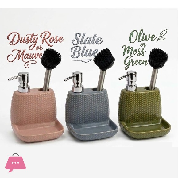 2-in-1 Textured Soap Dispenser and Cleaning Brush Holder with Tray