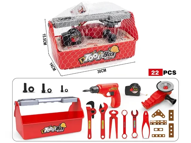 22PCS Kids Tool Set, Pretend Play Toddler Tool Toys with Worker Box&Drill