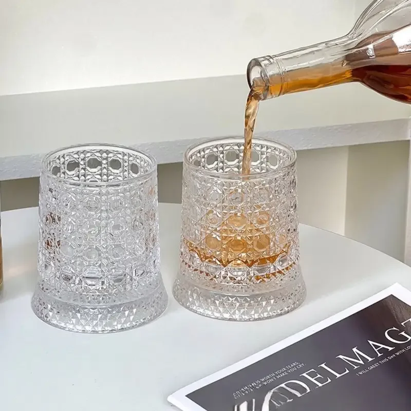2pcs 260  degree rotating base with unique embossed and thickened glass ideal for whiskey cocktails home bar rotatable glass enhances tasting experience and a perfect gift Product details 1