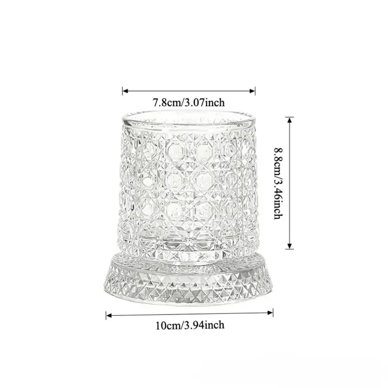 2pcs 260  degree rotating base with unique embossed and thickened glass ideal for whiskey cocktails home bar rotatable glass enhances tasting experience and a perfect gift Product details 2