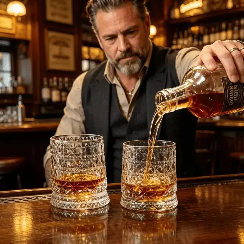 2pcs 260  degree rotating base with unique embossed and thickened glass ideal for whiskey cocktails home bar rotatable glass enhances tasting experience and a perfect gift Product details 3