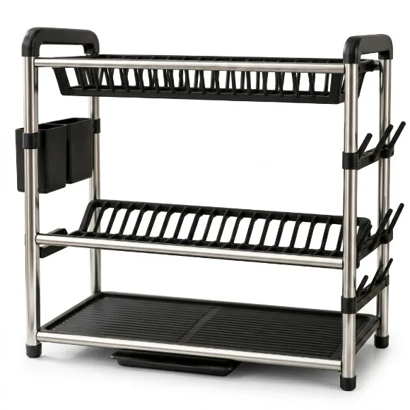 3 Layer Stainless Steel Dish Rack Cutlery & Knife Holder