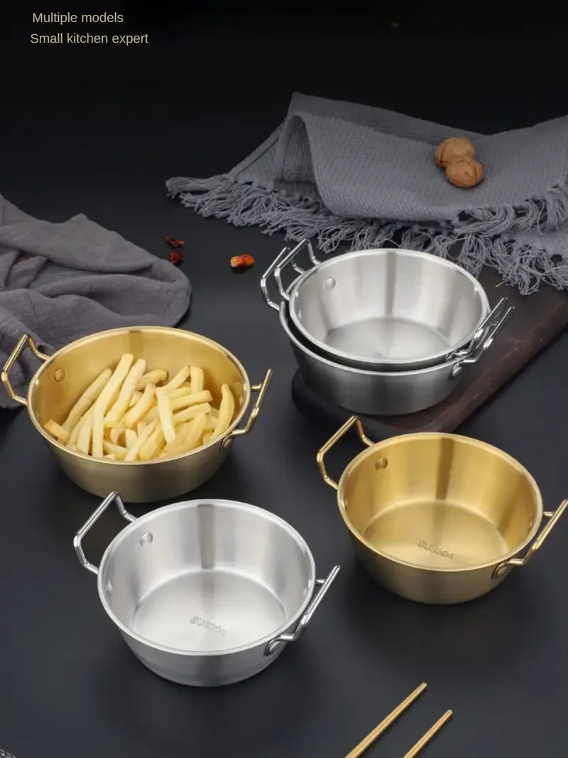 1 3pcs stainless steel bowl with handle french fries chicken nuggets bowl salad bowl snack bowl korean cuisine bowl seasoning bowl outdoor rice bowl noodle bowl dipping sauce bowl for home kitchen restaurant tableware accessories details 5