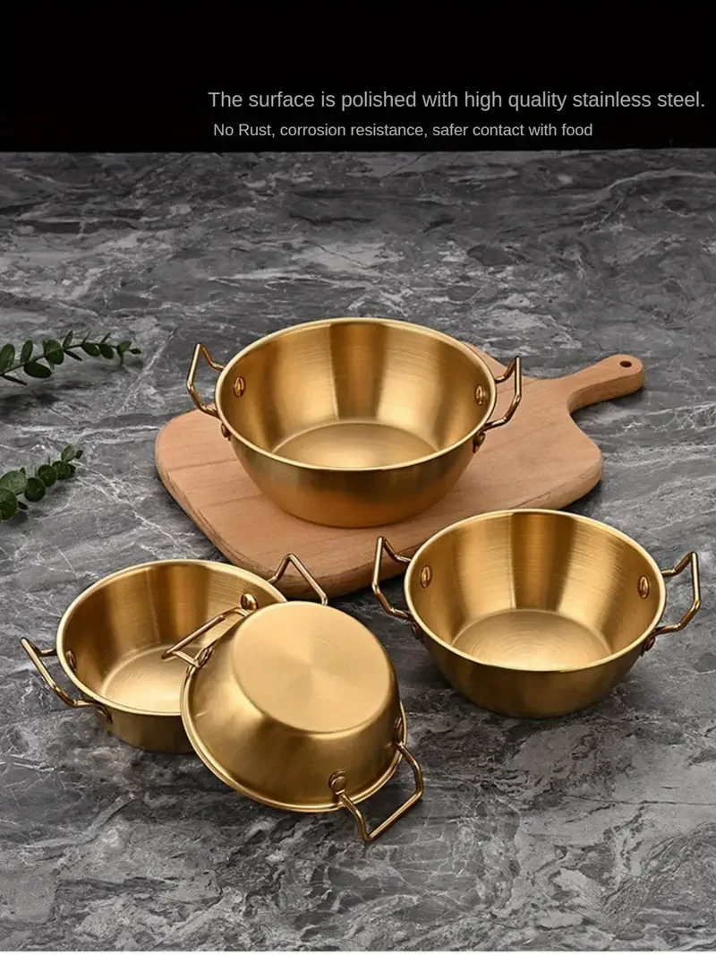 1 3pcs stainless steel bowl with handle french fries chicken nuggets bowl salad bowl snack bowl korean cuisine bowl seasoning bowl outdoor rice bowl noodle bowl dipping sauce bowl for home kitchen restaurant tableware accessories details 2