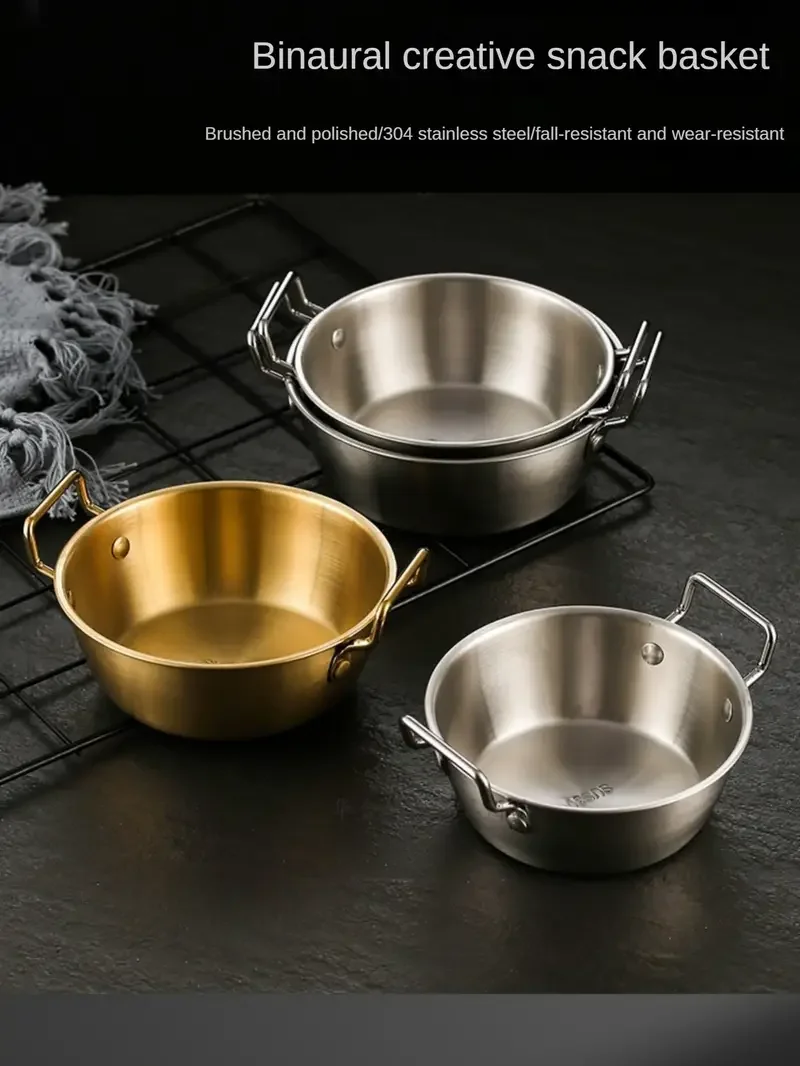 1 3pcs stainless steel bowl with handle french fries chicken nuggets bowl salad bowl snack bowl korean cuisine bowl seasoning bowl outdoor rice bowl noodle bowl dipping sauce bowl for home kitchen restaurant tableware accessories details 8