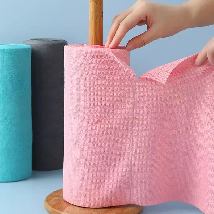 30X30cm 30/Roll Hand-Tear Microfiber Cloth Roll for Cleaning