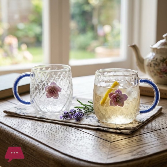 3D Flower Glass Mug 1Pcs