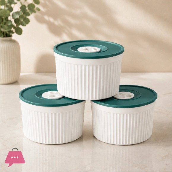 3Pcs Airtight Stacked Line Bowls - 3.5 Inches