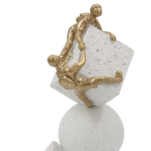 Abstract Geometric Balancing Climbers Sculpture 10 x 5 Inch