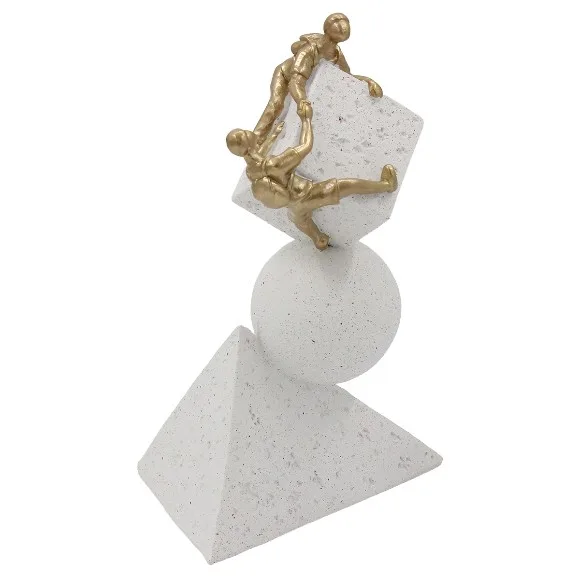 Abstract Geometric Balancing Climbers Sculpture 10 x 5 Inch