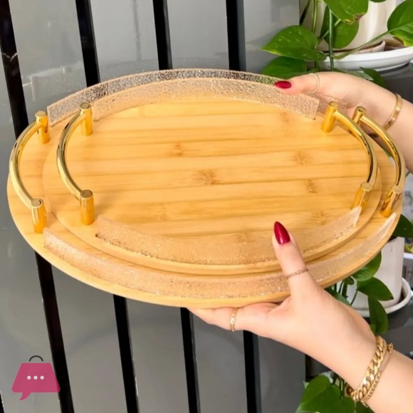 Acrylic Bamboo Tray Set of 2