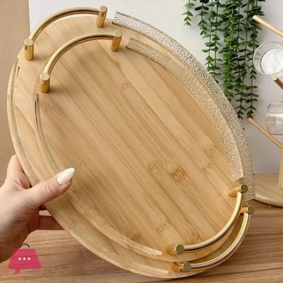 Acrylic Bamboo Tray Set of 2