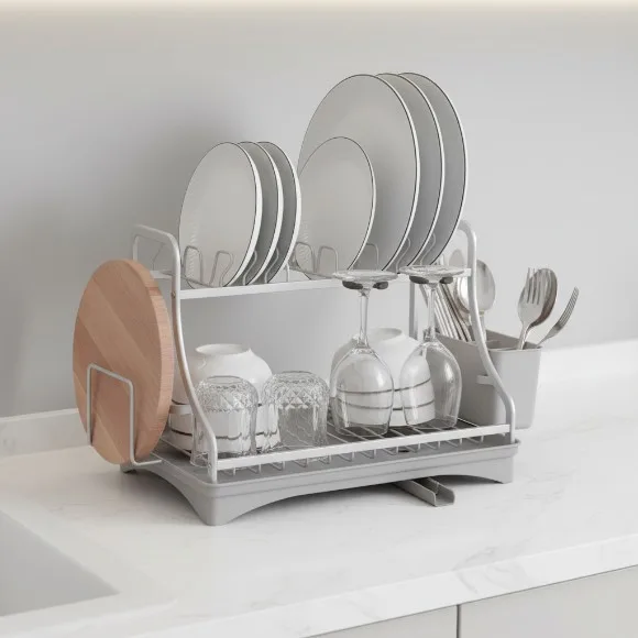Style House Aluminium Dish Rack with Plastic Tray and Spout