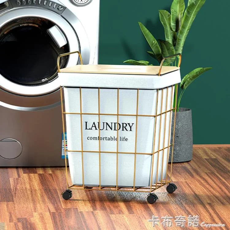 Dirty clothes storage basket dirty clothes basket light luxury Nordic ins style storage artifact household laundry bucket dirty clothes basket 2