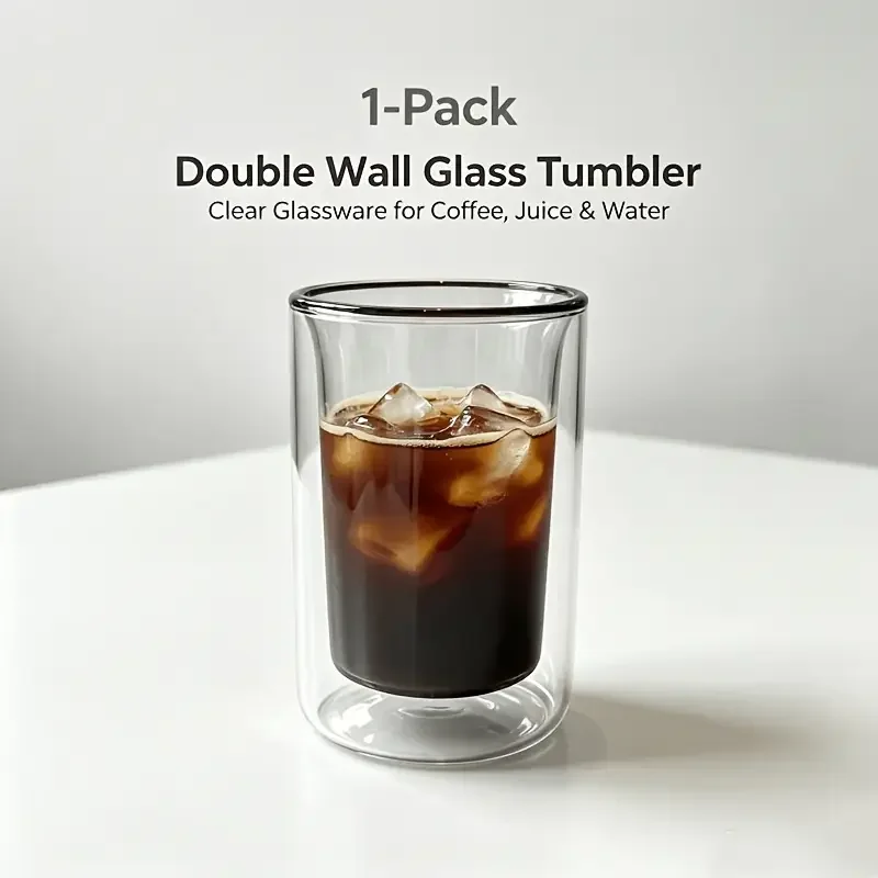 2pcs smoke gray double layer glass cups gao   glass material double layer   insulation outer layer is transparent cup with smoke gray interior used for juice coffee beer liquor tea cup and other restaurant bar home use Product details 3