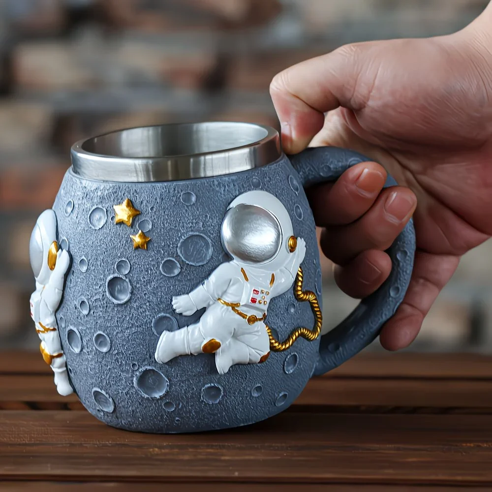 1 astronaut   pattern mug stainless steel coffee cup beer mug gift for space enthusiasts Product details 2