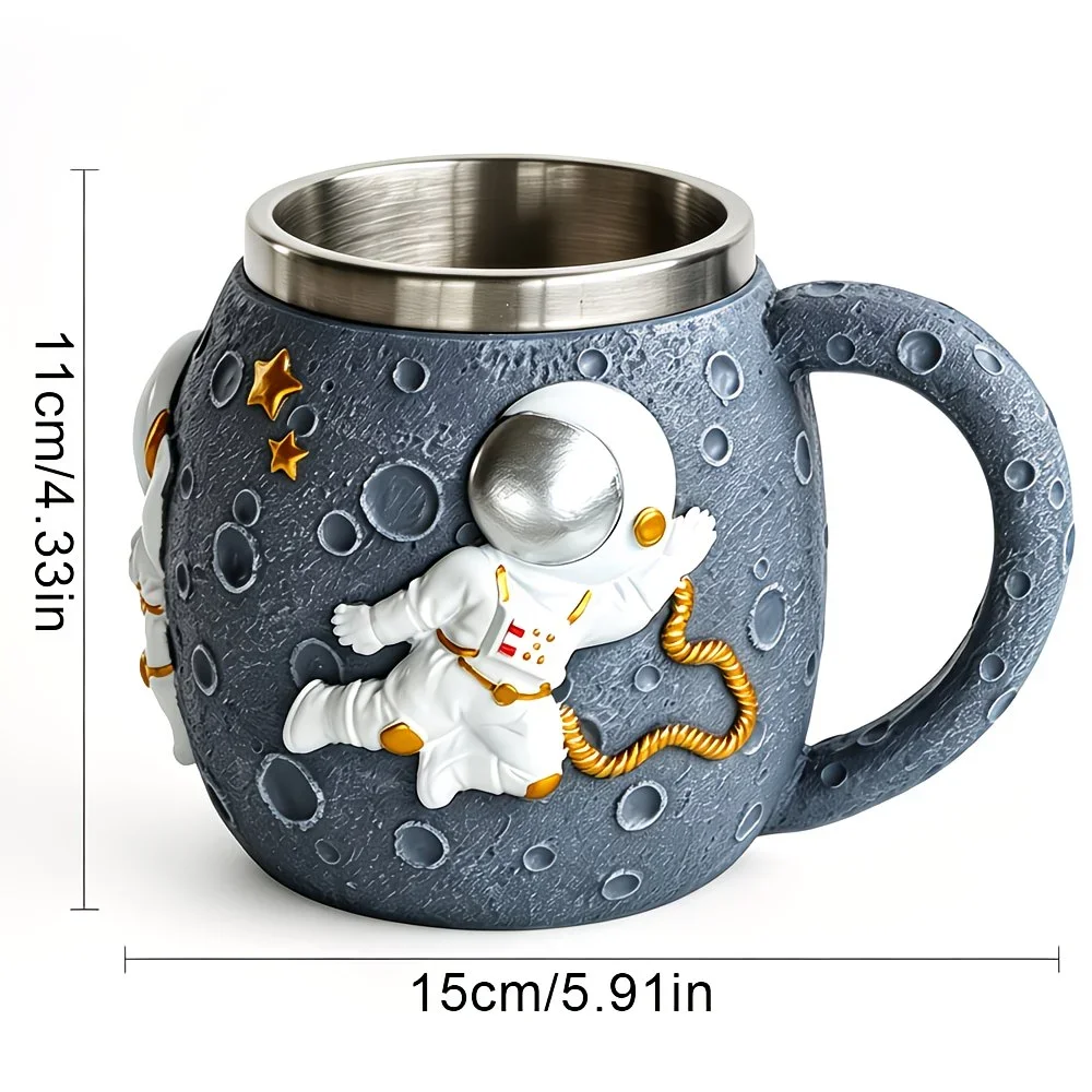 1 astronaut   pattern mug stainless steel coffee cup beer mug gift for space enthusiasts Product details 3