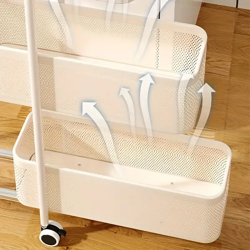 1pz scaffale pratico per lo stoccaggio in con rotelle a 360° adatte per cucina/bagno/camera da letto/ al frigorifero in acciaio al carbonio / Dettagli dell'articolo 2