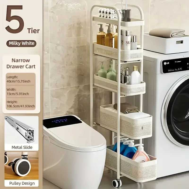 1pz scaffale pratico per lo stoccaggio in con rotelle a 360° adatte per cucina/bagno/camera da letto/ al frigorifero in acciaio al carbonio / Dettagli dell'articolo 4