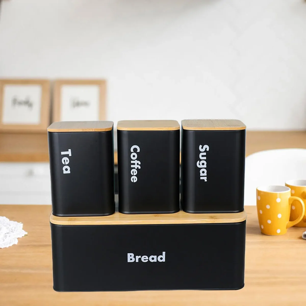 Kitchen Canisters Set with Lid Cover Portable Practical Rustic Metal Bread Box