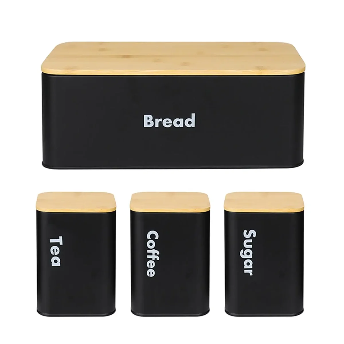 Kitchen Canisters Set with Lid Cover Portable Practical Rustic Metal Bread Box