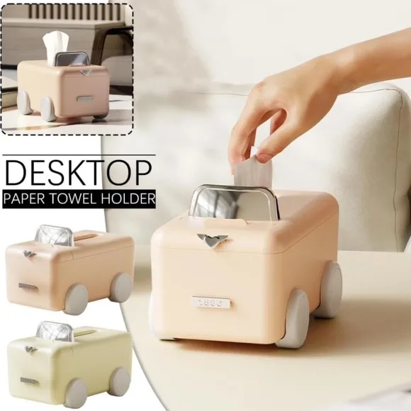 Car-Shaped Tissue Box Holder with Phone Stand for Bathroom Vanity