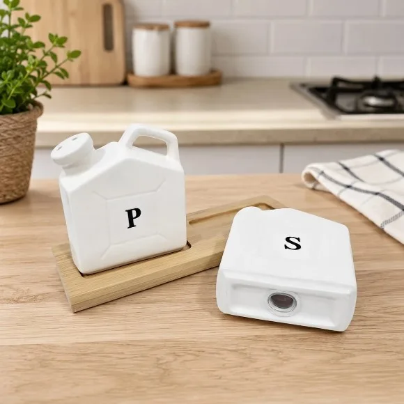Ceramic Salt & Pepper Jars Set x 2