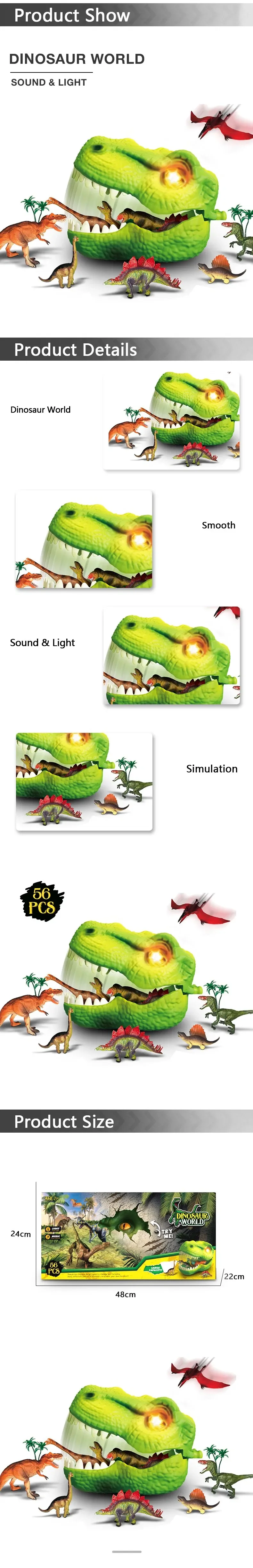 QS 2022 New Toys Children Educational Arge Tyrannosaurus Storage Box Vinyl Animal Head Children Model Gift Kids Dinosaur Head Storage Box Set Toys