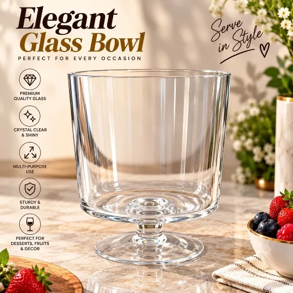 Classic Glass Trifle Serving Bowl