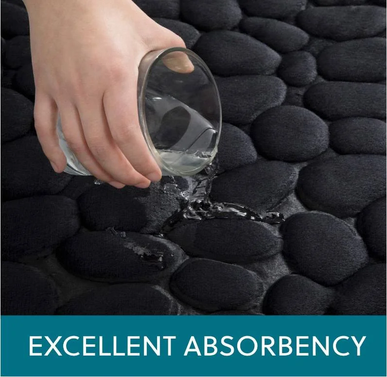 1pc cobblestone embossed bathroom bath mat coral fleece non slip carpet in bathtub floor rug for shower room doormat memory foam pad details 6