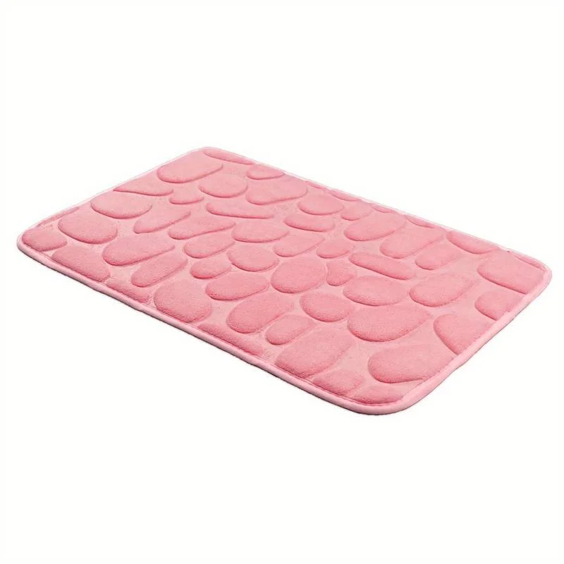 1pc cobblestone embossed bathroom bath mat coral fleece non slip carpet in bathtub floor rug for shower room doormat memory foam pad details 1