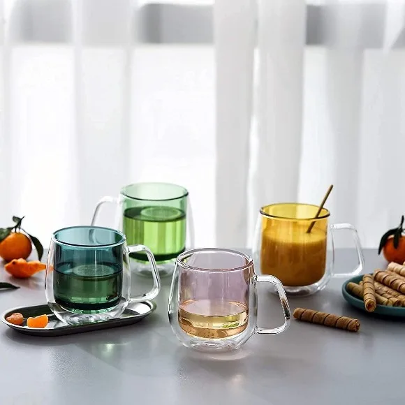 Coffee Mug Double Walled Glass with Handle 300ml