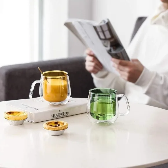 Coffee Mug Double Walled Glass with Handle 300ml