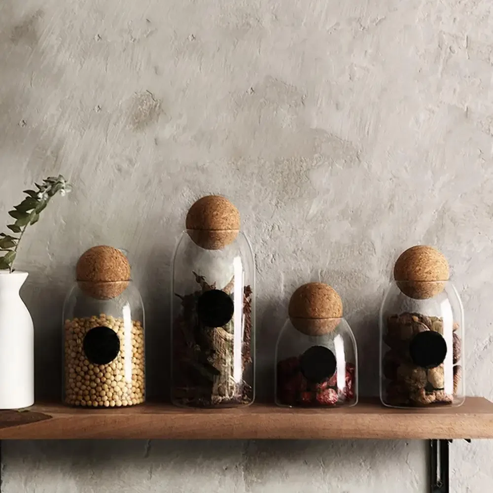 Cork Ball Glass Jar Storage Tank Sealed Tea Cans Grains Transparent Storage Jars 500ML 90x100mm